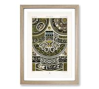 Big Box Art 16th Century Pattern by Albert Racinet Framed Wall Art Picture Print Ready to Hang, Oak A2 (62 x 45 cm)