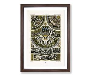 Big Box Art 16th Century Pattern by Albert Racinet Framed Wall Art Picture Print Ready to Hang, Walnut A2 (62 x 45 cm)