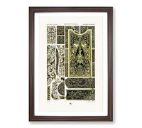 Big Box Art 17th & 18th Century Pattern with Scrolls & Birds by Albert Racinet Framed Wall Art Picture Print Ready to Hang, Walnut A2 (62 x 45 cm)