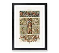 Big Box Art 17th Century Pattern by Albert Racinet Framed Wall Art Picture Print Ready to Hang, Black A2 (62 x 45 cm)