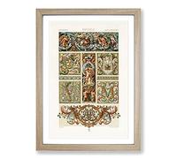 Big Box Art 17th Century Pattern by Albert Racinet Framed Wall Art Picture Print Ready to Hang, Oak A2 (62 x 45 cm)