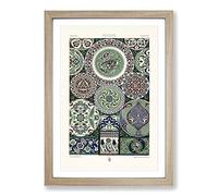 Big Box Art 18th Century Persian Pattern by Albert Racinet Framed Wall Art Picture Print Ready to Hang, Oak A2 (62 x 45 cm)