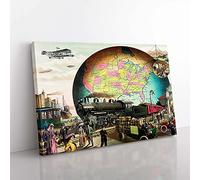 Big Box Art 20th Century Transportation Canvas Wall Art Print Ready to Hang Picture, 76 x 50 cm (30 x 20 Inch), Green, Black, Brown, Green, Brown