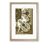 Big Box Art A 17th Century Scroll Pattern by Albert Racinet Framed Wall Art Picture Print Ready to Hang, Oak A2 (62 x 45 cm)