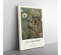 Big Box Art A Cat with A Bird in Its Mouth Bruno Liljefors Canvas Wall Art Print Ready to Hang Picture, 76 x 50 cm (30 x 20 Inch), Exhibition