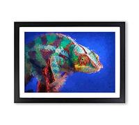 Big Box Art A Chameleon in Abstract Framed Wall Art Picture Print Ready to Hang, Black A2 (62 x 45 cm)