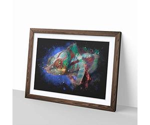 Big Box Art A Chameleon Paint Splash Framed Wall Art Picture Print Ready to Hang, Walnut A2 (62 x 45 cm)