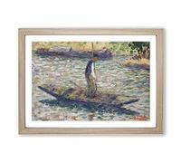 Big Box Art A Fisherman by Georges Seurat Framed Wall Art Picture Print Ready to Hang, Oak A2 (62 x 45 cm)