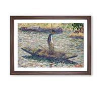 Big Box Art A Fisherman by Georges Seurat Framed Wall Art Picture Print Ready to Hang, Walnut A2 (62 x 45 cm)