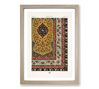 Big Box Art A Floral Persian Pattern by Albert Racinet Framed Wall Art Picture Print Ready to Hang, Oak A2 (62 x 45 cm)