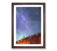 Big Box Art A Forest Beneath The Stars in Abstract Framed Wall Art Picture Print Ready to Hang, Walnut A2 (62 x 45 cm)