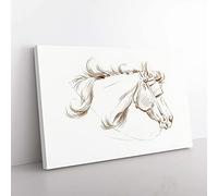 Big Box Art A Head of a Horse by Jean Bernard Canvas Wall Art Print Ready to Hang Picture, 76 x 50 cm (30 x 20 Inch), White, Beige, Brown