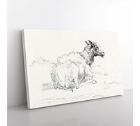 Big Box Art A Lying Sheep by Jean Bernard Canvas Wall Art Print Ready to Hang Picture, 76 x 50 cm (30 x 20 Inch), White, Grey