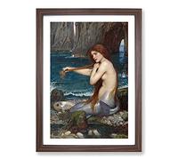 Big Box Art A Mermaid Vol.1 by John William Waterhouse Framed Wall Art Picture Print Ready to Hang, Walnut A2 (62 x 45 cm)