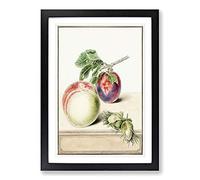 Big Box Art A Peach & Plum by E.G. Van de Kasteele Framed Wall Art Picture Print Ready to Hang, Black A2 (62 x 45 cm)