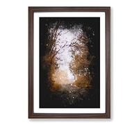 Big Box Art A Road Through The Woods Paint Splash Framed Wall Art Picture Print Ready to Hang, Walnut A2 (62 x 45 cm)