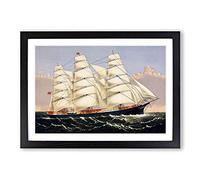Big Box Art A Sailing Clipper Ship Framed Wall Art Picture Print Ready to Hang, Black A2 (62 x 45 cm)