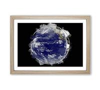 Big Box Art A Satellite Image of Earth in Abstract Framed Wall Art Picture Print Ready to Hang, Oak A2 (62 x 45 cm)