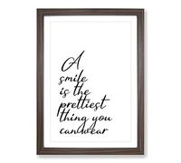 Big Box Art A Smile is The Prettiest Thing You Can Wear Typography Framed Wall Art Picture Print Ready to Hang, Walnut A2 (62 x 45 cm)