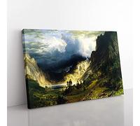 Big Box Art A Storm in The Rocky Mountains by Albert Bierstadt Canvas Wall Art Print Ready to Hang Picture, 76 x 50 cm (30 x 20 Inch), Black, Green, White