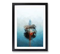 Big Box Art A Tethered Boat in Abstract Framed Wall Art Picture Print Ready to Hang, Black A2 (62 x 45 cm)