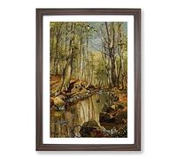 Big Box Art A Wooded River Landscape by Peder Mork Monsted Framed Wall Art Picture Print Ready to Hang, Walnut A2 (62 x 45 cm)
