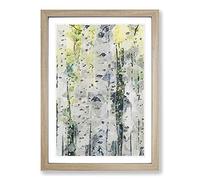 Big Box Art A Yellow Birch Tree Forest in Abstract Framed Wall Art Picture Print Ready to Hang, Oak A2 (62 x 45 cm)