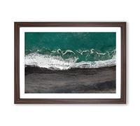 Big Box Art Above the Black Sand Beach in Iceland Framed Wall Art Picture Print Ready to Hang, Walnut A2 (62 x 45 cm)
