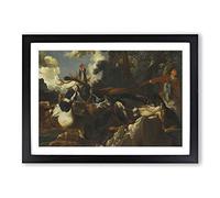 Big Box Art Abraham Hondius A Stag Hunt Framed Wall Art Picture Print Ready to Hang, Oak A2 (62 x 45 cm)