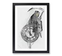 Big Box Art Abstract Grin Reaper by Banksy Framed Wall Art Picture Print Ready to Hang, Black A2 (62 x 45 cm)