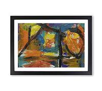 Big Box Art Abstract Painting Vol.151 by S.Johnson Framed Wall Art Picture Print Ready to Hang, Black A2 (62 x 45 cm)