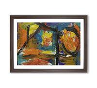 Big Box Art Abstract Painting Vol.151 by S.Johnson Framed Wall Art Picture Print Ready to Hang, Walnut A2 (62 x 45 cm)