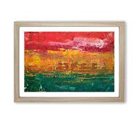 Big Box Art Abstract Painting Vol.271 by S.Johnson Framed Wall Art Picture Print Ready to Hang, Oak A2 (62 x 45 cm)