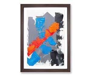 Big Box Art Abstract Painting Vol.365 by S.Johnson Framed Wall Art Picture Print Ready to Hang, Walnut A2 (62 x 45 cm)