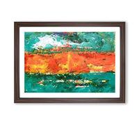 Big Box Art Abstract Painting Vol.413 by S.Johnson Framed Wall Art Picture Print Ready to Hang, Walnut A2 (62 x 45 cm)