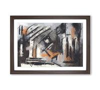 Big Box Art Abstract Painting Vol.73 by S.Johnson Framed Wall Art Picture Print Ready to Hang, Walnut A2 (62 x 45 cm)
