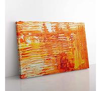 Big Box Art Abstract Vol.169 by S.Johnson Canvas Wall Art Print Ready to Hang Picture, 76 x 50 cm (30 x 20 Inch), Orange, Brown, Yellow, Gold, Red