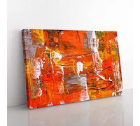 Big Box Art Abstract Vol.252 by S.Johnson Canvas Wall Art Print Ready to Hang Picture, 76 x 50 cm (30 x 20 Inch), Red, Orange, Brown, Pink