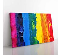 Big Box Art Abstract Vol.267 by S.Johnson Canvas Wall Art Print Ready to Hang Picture, 76 x 50 cm (30 x 20 Inch), Red, Plum, Yellow, Blue, Green