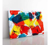 Big Box Art Abstract Vol.29 by S.Johnson Canvas Wall Art Print Ready to Hang Picture, 76 x 50 cm (30 x 20 Inch), Red, Grey, Blue, Yellow, Turquoise