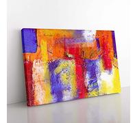 Big Box Art Abstract Vol.317 by S.Johnson Canvas Wall Art Print Ready to Hang Picture, 76 x 50 cm (30 x 20 Inch), Red, Beige, Yellow, Purple