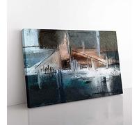Big Box Art Abstract Vol.329 by S.Johnson Canvas Wall Art Print Ready to Hang Picture, 76 x 50 cm (30 x 20 Inch), Grey, Black, Grey, Black, Brown