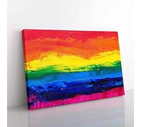 Big Box Art Abstract Vol.348 by S.Johnson Canvas Wall Art Print Ready to Hang Picture, 76 x 50 cm (30 x 20 Inch), Red, Blue, Yellow, Magenta, Green