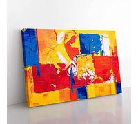 Big Box Art Abstract Vol.411 by S.Johnson Canvas Wall Art Print Ready to Hang Picture, 76 x 50 cm (30 x 20 Inch), Red, Yellow, Blue, Orange, Pink