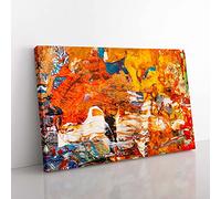 Big Box Art Abstract Vol.416 by S.Johnson Canvas Wall Art Print Ready to Hang Picture, 76 x 50 cm (30 x 20 Inch), Red, Orange, Yellow, Grey