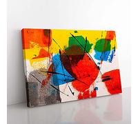 Big Box Art Abstract Vol.44 by S.Johnson Canvas Wall Art Print Ready to Hang Picture, 76 x 50 cm (30 x 20 Inch), Brown, Red, Yellow, Blue, Green