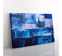 Big Box Art Abstract Vol.463 by S.Johnson Canvas Wall Art Print Ready to Hang Picture, 76 x 50 cm (30 x 20 Inch), Blue, Blue, Blue