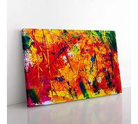 Big Box Art Abstract Vol.466 by S.Johnson Canvas Wall Art Print Ready to Hang Picture, 76 x 50 cm (30 x 20 Inch), Red, Gold, Red, Brown, Olive, Green