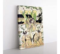 Big Box Art Actors in a Shosa by Torii Kiyonaga Painting Canvas Wall Art Print Ready to Hang Picture, 76 x 50 cm (30 x 20 Inch), Beige, Grey, Yellow, Brown, Black