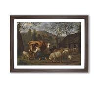 Big Box Art Adriaen Van de Velde Milk Maid Framed Wall Art Picture Print Ready to Hang, Walnut A2 (62 x 45 cm)